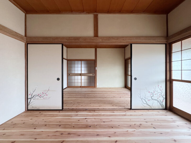 岩国市 和室リフォーム 襖を残した和モダンフローリング施工事例